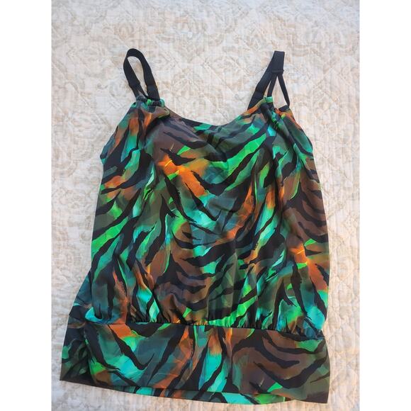 Kim Gravel Exotic Palms Size Plus 12 Tankini Top A629536 NWOT - Picture 2 of 9